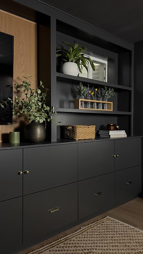 697K views · 13K reactions | It took me two tries to get the color right…but I am so thrilled with how this built in turned out! This is my new favorite space to curl up and watch a movie!! 珞 . Paint Color: Iron Ore . . #builtins #custommade #diyinspo #doityourself #ikeahack #ikeabesta | Simply Aligned Home | Facebook