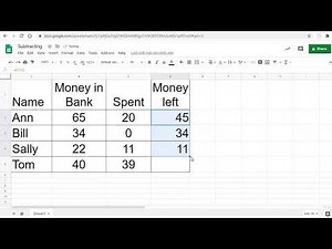Subtracting cells on Google Sheets