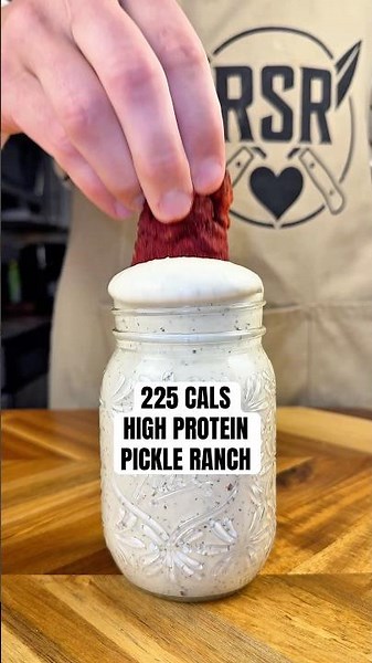 High Protein Spicy Dill Pickle Ranch (Only 225 Calories for the Whole Jar)