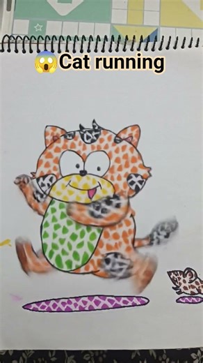 😱 drawing of cat running