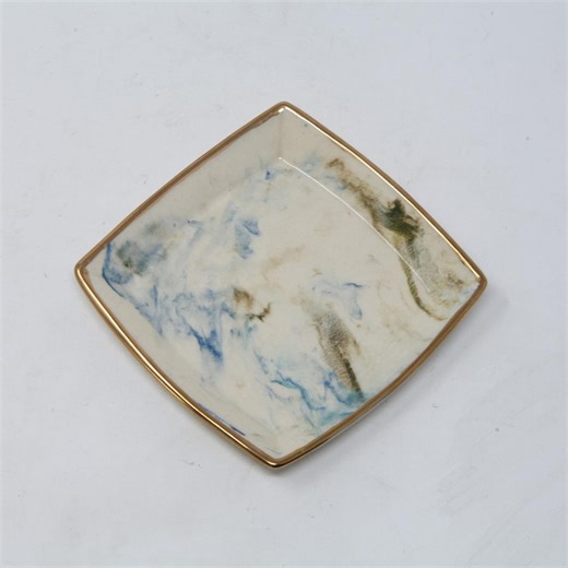 1 Hand-crafted, Marbled Clay, Square Ceramic Jewelry/ Trinket/ Ring Dish - Etsy