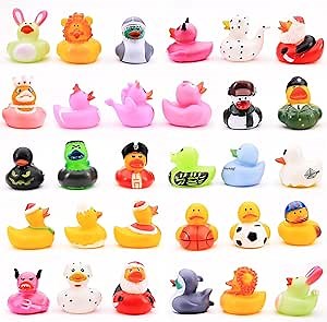 Rubber Duck Toy Assortment - Jeep Ducks for Ducking - 50 Pcs Ducky Playset Bath Toys - Rubber Duckies for Beach Pool - Goody Bag Stuffers Classroom Prizes - Bulk Toys - Easter Gifts for Kids