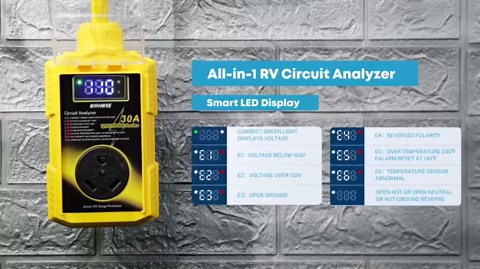 Kohree RV Surge Protector 30 Amp 10000 Joules with High/Low Voltage Protection,with LED Display Waterproof ,Auto Shut Off for Camper,Travel Trailers-Yellow
