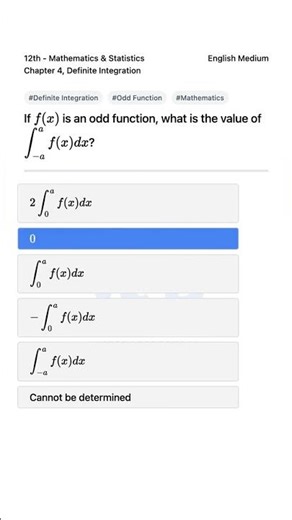 Definite Integration Odd Function Integral Value