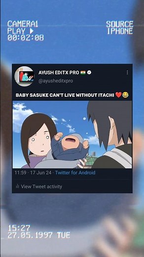 Baby sasuke can't live without itachi ❤😂 | kid sasuke funny moment #anime #viral #itachi #sasuke