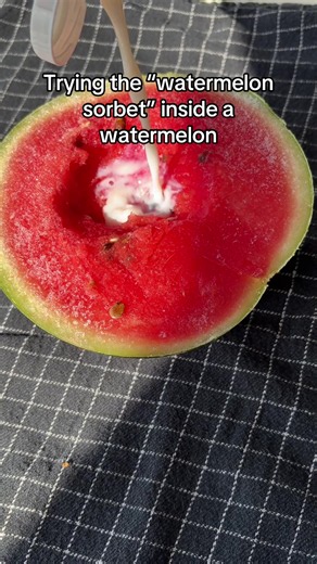 What did i do wrong? This def failed but still tasted good #viral #fyp #sorbet #watermelon #milk