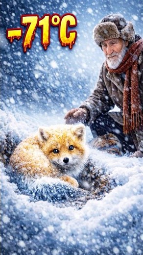The old man rescued a starving golden Arctic fox during a blizzard #Shorts