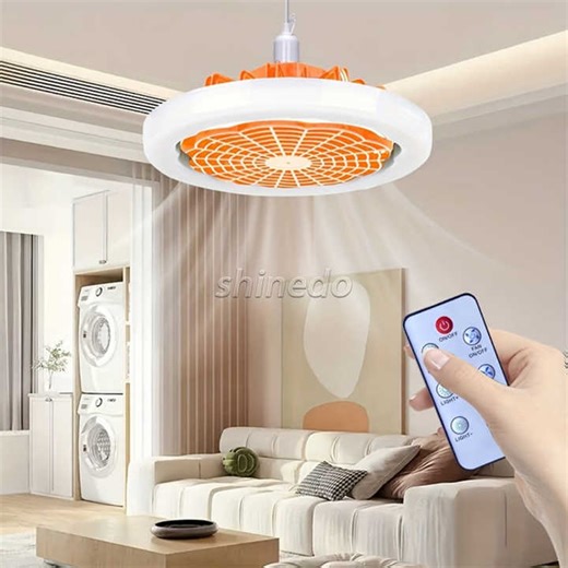 Ceiling Fan with Remote Control Quiet Strong Wind Endless Speed Regulation Dimmable Light Fan High Quality for Home Kitchen