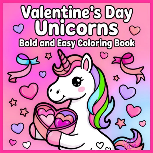 Valentine's Day Unicorn Coloring Book, 40 Pages (PDF Printable) - Etsy