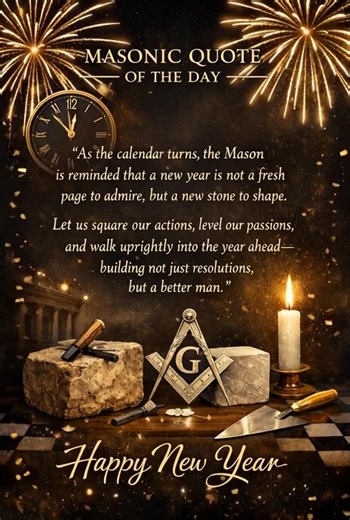 Masonic Quote of the Day: Happy New Year from all the Brothers at Naval Lodge No. 24 #masonicquoteoftheday #navallodge24 www.navallodge24.com | Naval Lodge