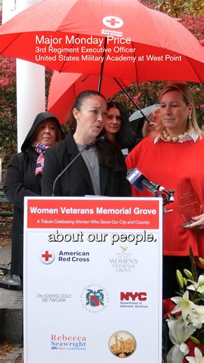 In early November, we honored extraordinary women who serve our country and our local communities like Major Monday Price at the NYC Women’s Veterans Grove in Central Park. Major Monday Price is a U.S. Army Engineer officer commissioned in 2014 through the University of New Mexico’s ROTC program. She has held key leadership roles across multiple assignments, including deployments to Iraq in support of Operation Inherent Resolve and joint exercises throughout the Pacific. Her service includes com