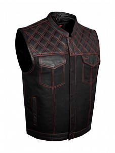 Dream Apparel Men's Denim & Leather Motorcycle Vest Biker Club Vest For Riding