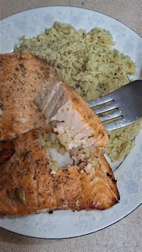 Air Fryer Salmon and Wild Rice