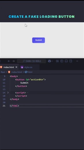 Dark CSS | 🔥 Create Fake Loading... Button 🤯 Create Fake Loading Button using Html CSS and JavaScript 🎓🧑‍💻 👩‍💻 Source code is available in Website 🌐... | Instagram