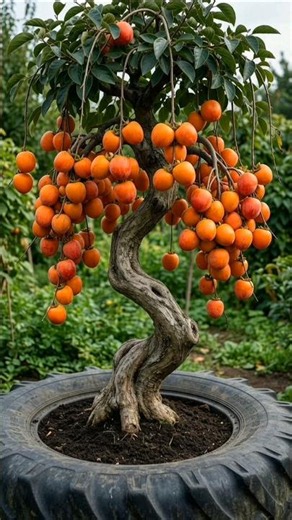 This Tiny Tree Is Full of Persimmons?! 😳 #shorts #viral #trending #growth