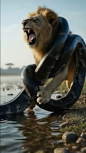 Anaconda Attacks King Lion. But Pays the Ultimate Price | Epic Wildlife Battle #anaconda #lion