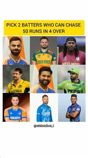 Pick 2 Batters Who Can Chase 50 Runs In 1 Over. 🏏
