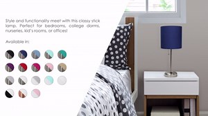 Rose Gold Stick Lamp with Charging Outlet and Fabric Shade, White