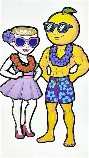 Ballerina Cappuccino/ Cute Summer Sticker Couple ASMR | Funny Sticker Book DIY 🌴💛