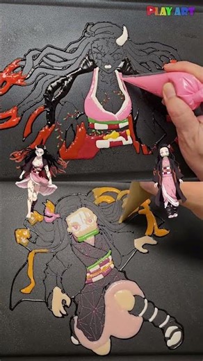 Demon Slayer: Nezuko VS Nezuko...Pancake art challenge, 鬼滅の刃, #shorts