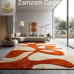 Modern Burnt Orange Beige Wave Pattern Hand Tufted Wool 8x10 Area Rugs for Living Room, Handmade Wavy Area 4x6 5x7 6x8 Rugs for Dining Room - Etsy