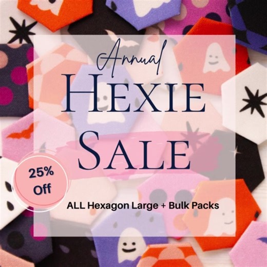 It's that time of year! Paper Pieces® Annual HEXAGON SALE starts Now! Save 25% on ALL Hexagon Large & Bulk Packs. Discount will apply at checkout. Happy Hexin'! Shop now: https://bit.ly/3zfsWvz SALE ENDS 11/5/22 #Hexagons #Hexies #FussyCut #EPP #EnglishPaperPiecing #PaperPieces #PaperPiecesProjects #HexieQuilt #GFG #GrandmothersFlowerGarden #GFGQuilt #mosaicquilt | Paper Pieces | Facebook