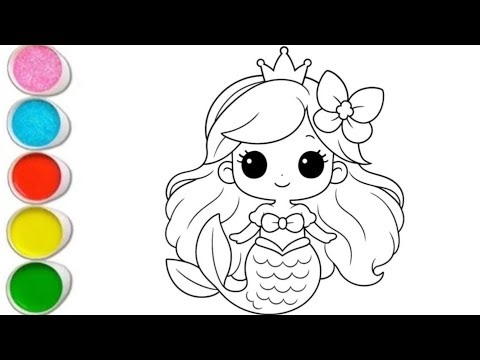 Cute Beautiful Mermaid Drawing, Painting & Colouring for Kids and Toddlers_Kids Art