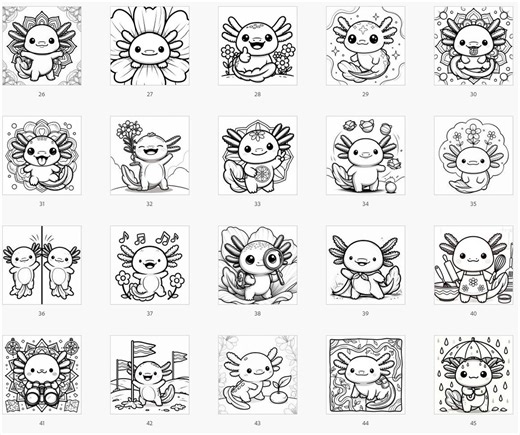 Ultimate Kawaii Axolotl Mandala Coloring Collection - 45 Printable Mixed Floral and Symmetrical Designs for Deep Relaxation PDF - Etsy