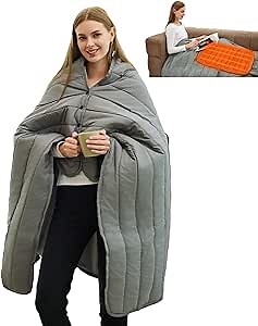 Portable Cordless Heated Blanket for Outdoor, USB Heated Electric Throw Blanket Rechargeable, 3 Heat Settings Car Heated Blanket for Stadium, Camping, 58” x 38” (Battery Pack Not Included)