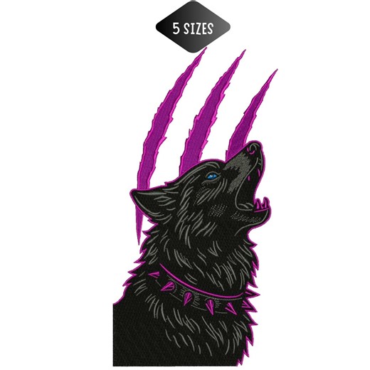 Howling Black Wolf Embroidery Design, Wolf Scratch Claw Marks Machine Embroidery Pattern, Edgy Gothic Wolf Stitch File, Instant Download. - Etsy