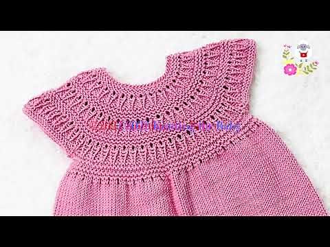 Knit this beautiful frock or dress for baby girls SUPER EASY AND FAST LEFT HAND VIDEO various sizes