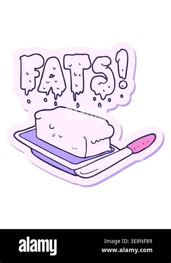 jiggle and pause animation of sticker of a cartoon butter fats Stock Video Footage - Alamy