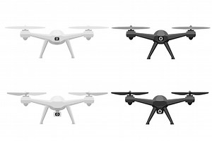 Premium Vector | Aerial mobile drone quadcopter smart quadrocopter for video and photo shooting stock vector illustration