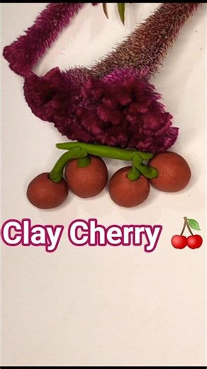 Clay Cherry 🍒 | Easy Clay Fruit Making | Miniature Art#art #diy #clayart #viralshort