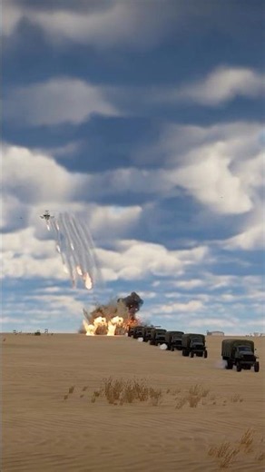 Insane combat helicopter strike hits a truck convoy!