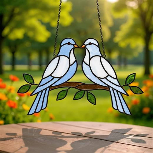 Love Birds Stained Glass Pattern – Suncatcher, Valentine's Day Decor (pdf Svg Png) - Etsy