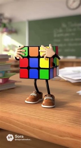 Rubik's Cube Tries to Solve Itself... But Falls! 😂 | #RubiksCube #CuteCube
