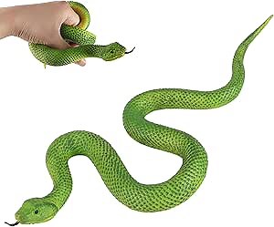 LRCXL Realistic Fake Snakes Toy Soft Rubber Snakes to Keep Birds Away - Green Garden Snake Toys for Garden Props to Keep Birds Away, Scare Squirrels, Mice, Pranks Halloween Decoration Props