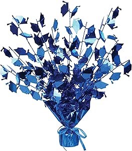 Beistle Graduation Cap Gleam 'N Burst Centerpiece, 15", Blue