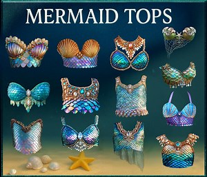 Mermaid Top PNG Overlays for Studio Photography, Fantasy Shell and Scale Bras for Photo Composites and Digital Art, Clipart, Mini Kit - Etsy