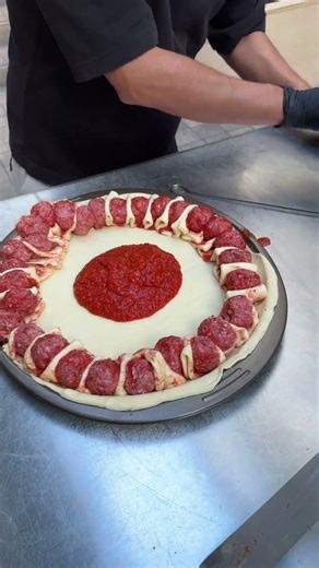 Meatball Crust Pepperoni Pizza 🍕 #shorts