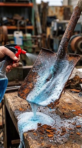 Rusty shovel brought back to life. Satisfying rust removal! 🔧 #RustRemoval #ToolRestoration