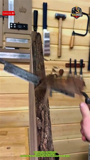 Debarking Wood Using a Drawknife | Traditional Woodworking Technique #handtools
