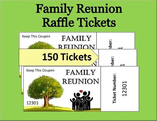 Family Reunion Raffle Tickets (instant Download PDF), 150 Numbered Tickets, Printable Fundraiser, Prize Drawing Raffle Game, Activity - Etsy UK