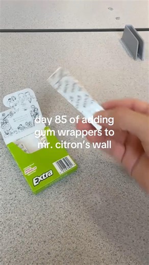 Day 85 of Mr. Citron’s gum wrapper wall! #shorts #viral #gumwall #series #gum #school #mrcitron #fyp