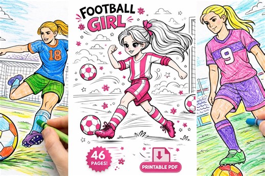 Football Girl Coloring Pages – 46 Printable Football Designs for Girls, Instant Download PDF - Etsy
