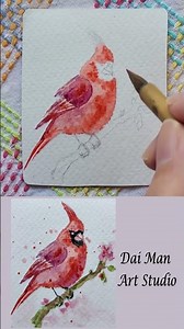 Red Cardinal Bird - Watercolor Painting for Beginners