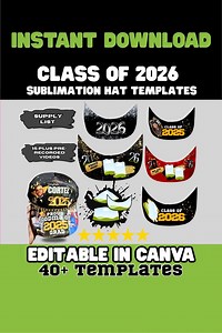 Class of 2026 Graduation Hat Brim Templates | 40  Canva Designs (instant Download) - Etsy