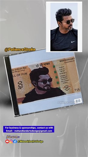 Thalapathy Vijay ₹200 Note Sketch?😲Mini Currency Art Magic✍️🔥Patience Stroke #PatienceStroke #shorts