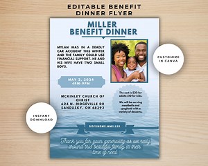 Editable Benefit Dinner Flyer, Custom Charity Event Flyer, Spaghetti Dinner Flyer Template, Dinner Fundraise Flyer, Benefit Auction Flyer - Etsy